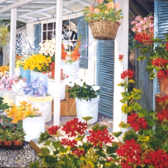 ジョン・ポーウェルの絵画作品　タイトルは、カントリー・フラワー | Country Flowers